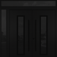 Nova Inox S1 Modern Exterior Double Door 72x80 W/ (1) 12" Sidelight and Transom- Unit 86x95 3/8 - Black Stainless - Black - Doors and Beyond