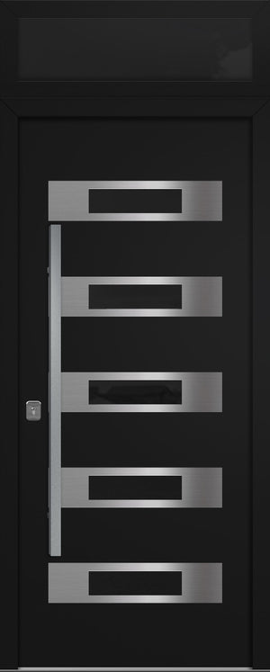 Nova Inox S5 Modern Exterior Single Door 36x80 with Transom - Unit Size 38 x 95 1/2”- Black - Doors and Beyond