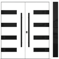 Nova Inox S4 Modern Exterior Double Door W/ (1) 12" Sidelight - Unit 86x81 3/8 - Black Stainless - White - Doors and Beyond