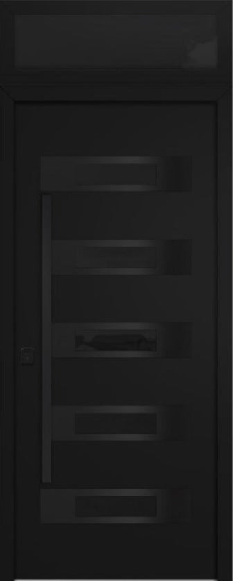 Nova Inox S5 Modern Exterior Single Door 36x80 Black Stainless Steel with Transom - Unit Size 38 x 95 1/2”- Black - Doors and Beyond