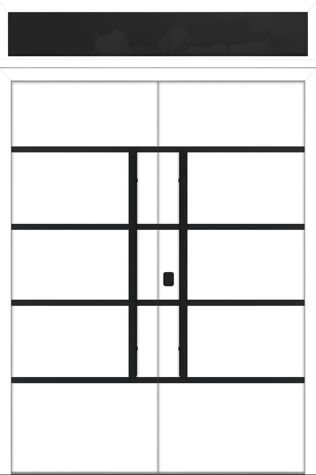 Nova Inox S3 Modern Exterior Double Door 72x80 with Transom - Unit 74x95 1/2 Black Stainless Steel - White