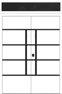 Nova Inox S3 Modern Exterior Double Door 72x80 with Transom - Unit 74x95 1/2 Black Stainless Steel - White - Doors and Beyond