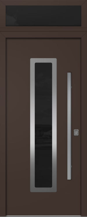 Nova Inox S1 Modern Exterior Single Door 36x80 with Transom - Unit Size 38 x 95 1/2”- Brown - Doors and Beyond