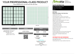ProVia Endure 2-Lite Patio Door 96x80 Black/White Double Pane Low-E W Argon Gas Colonial Grills - Doors and Beyond