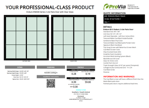 ProVia Endure 2-Lite Patio Door 96x96 Black/Black Double Pane Low-E W Argon Gas Cotage 6 Lite Grills - Doors and Beyond