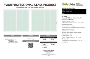 ProVia Endure 2-Lite Patio Door 96x80 White/White Double Pane Low-E W Argon Gas Cotage 6 Lite Grills - Doors and Beyond