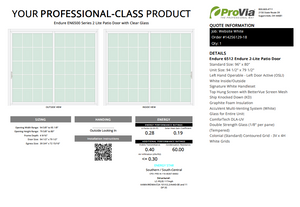 ProVia Endure 2-Lite Patio Door 96x80 White/White Double Pane Low-E W Argon Gas Colonial Grills - Doors and Beyond