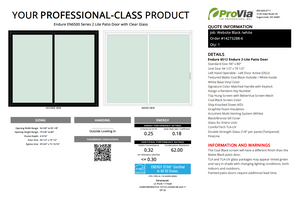 ProVia Endure 2-Lite Patio Door 96x80 Black/White Double Pane Low-E W Argon Gas - Doors and Beyond