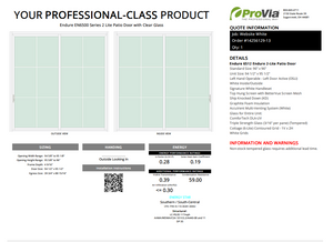 ProVia Endure 2-Lite Patio Door 96x96 White/White Double Pane Low-E W Argon Gas Cotage 6 Lite Grills - Doors and Beyond