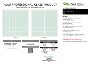 ProVia Endure 2-Lite Patio Door 96x96 White/White Double Pane Low-E W Argon Gas Colonial Grills - Doors and Beyond