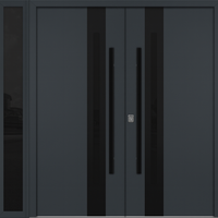 Nova Inox S2 Modern Exterior Double Door W/ (1) 12" Sidelight - Unit 86x81 3/8 - Black Stainless - Gray - Doors and Beyond