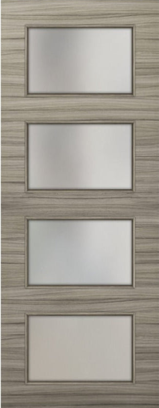 Nova 4-Lite Braga Palissandro Matrix CPL  Modern Door Slab - Doors and Beyond