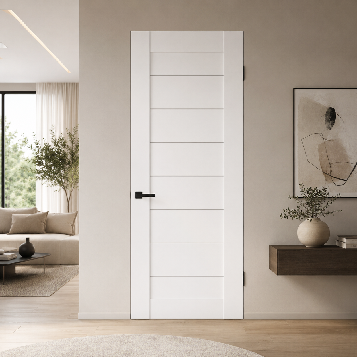 Nova Domino 02 Soft White Laminated Modern Frameless Door