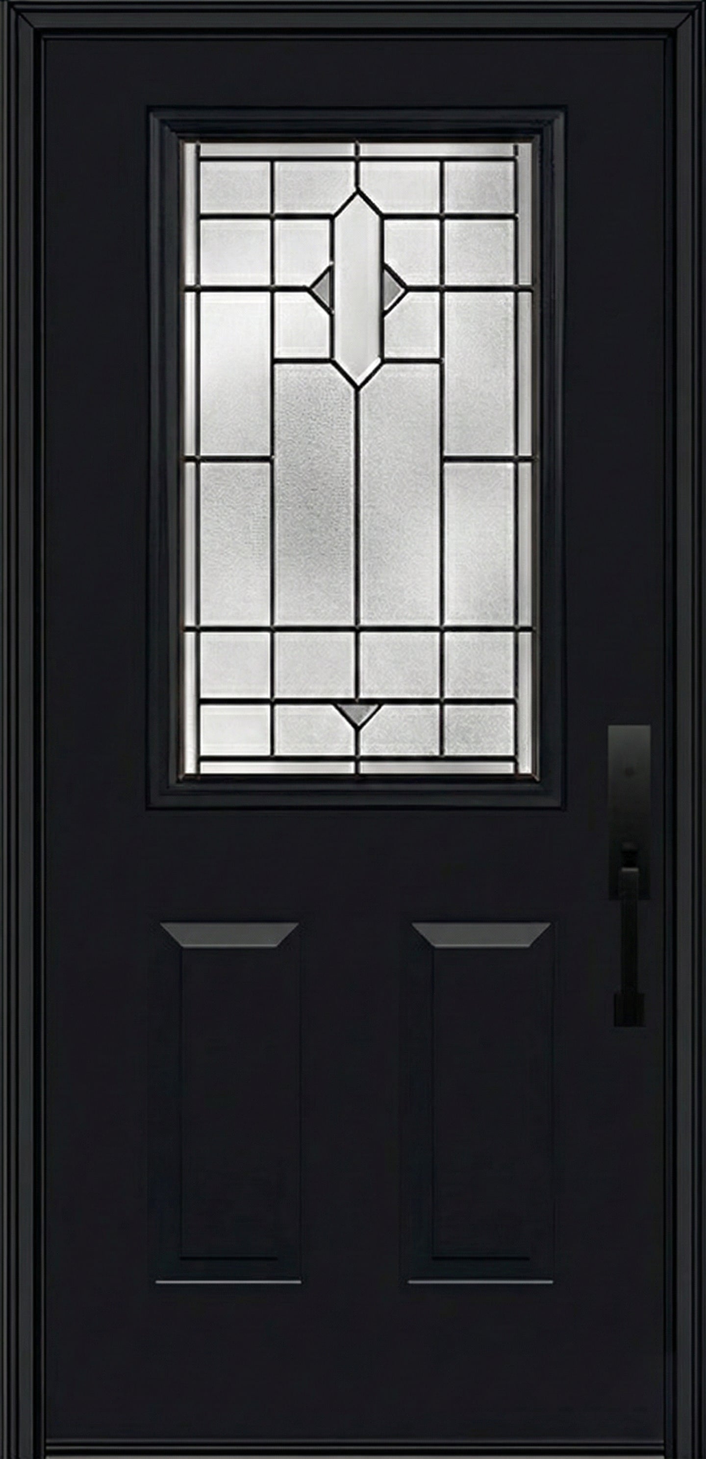 ProVia Legacy Single Entry Door 430 Style Brookhaven Decorative Glass with Patina Caming and Low-E - Doors and Beyond