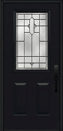 ProVia Legacy Single Entry Door 430 Style Brookhaven Decorative Glass with Patina Caming and Low-E - Doors and Beyond