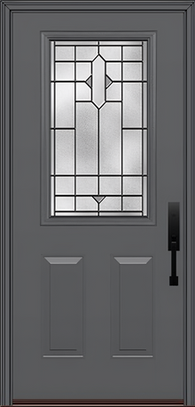 ProVia Legacy Single Entry Door 430 Style Brookhaven Decorative Glass with Patina Caming and Low-E - Doors and Beyond