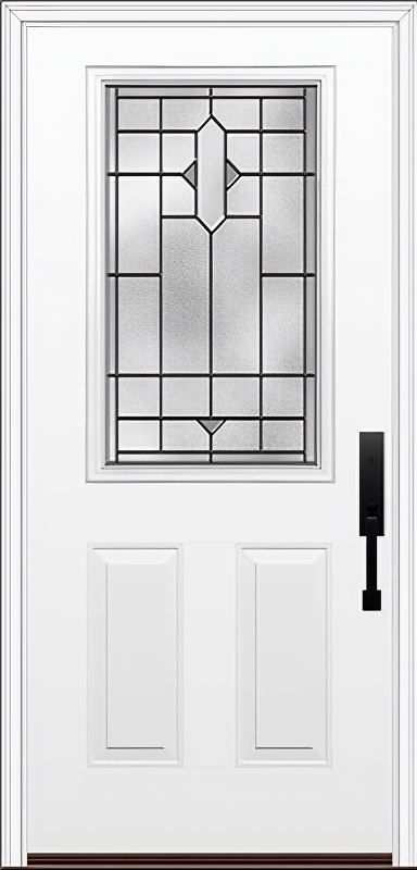 ProVia Legacy Single Entry Door 430 Style Brookhaven Decorative Glass with Patina Caming and Low-E - Doors and Beyond
