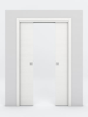 Nova Flush Braga Bianco Matrix Laminated Modern Double Pocket Door - Doors and Beyond