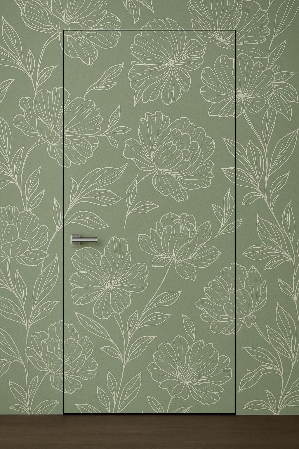 Primed Solid Frameless Door Example For Painting Botanical Wallpaper - Doors and Beyond