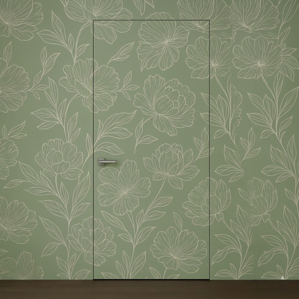 Primed Solid Frameless Door Example For Painting Botanical Wallpaper - Doors and Beyond