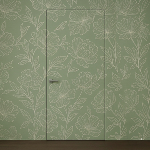 Primed Solid Frameless Door Example For Painting Botanical Wallpaper - Doors and Beyond