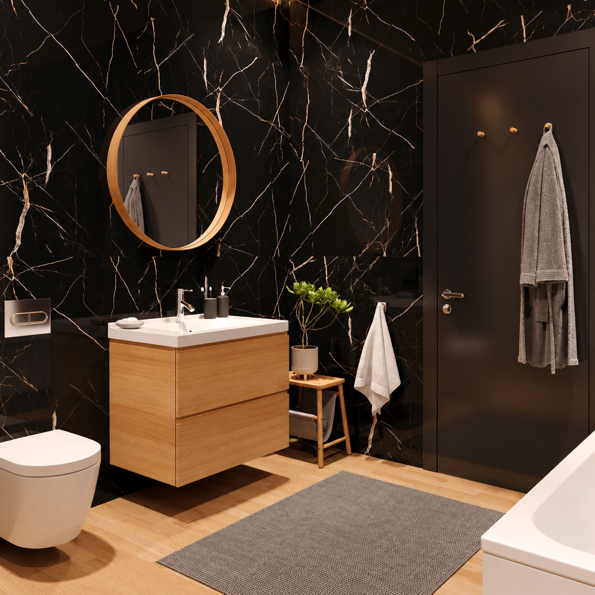 VILO Wall SPC Calacatta black 11 3/16" x 23 5/8" - Doors and Beyond