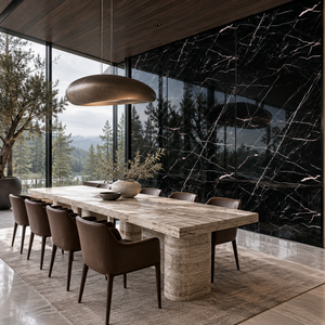 VILO Wall SPC Calacatta black full gloss 47 1/4" x 104 5/16" - Doors and Beyond