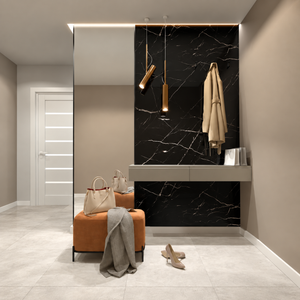 VILO Wall SPC Calacatta black full gloss 47 1/4" x 104 5/16" - Doors and Beyond