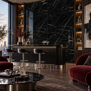 VILO Wall SPC Calacatta black full gloss 47 1/4" x 104 5/16" - Doors and Beyond