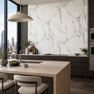 VILO Wall SPC Calacatta snow full matt 47 1/4" x 104 5/16" - Doors and Beyond