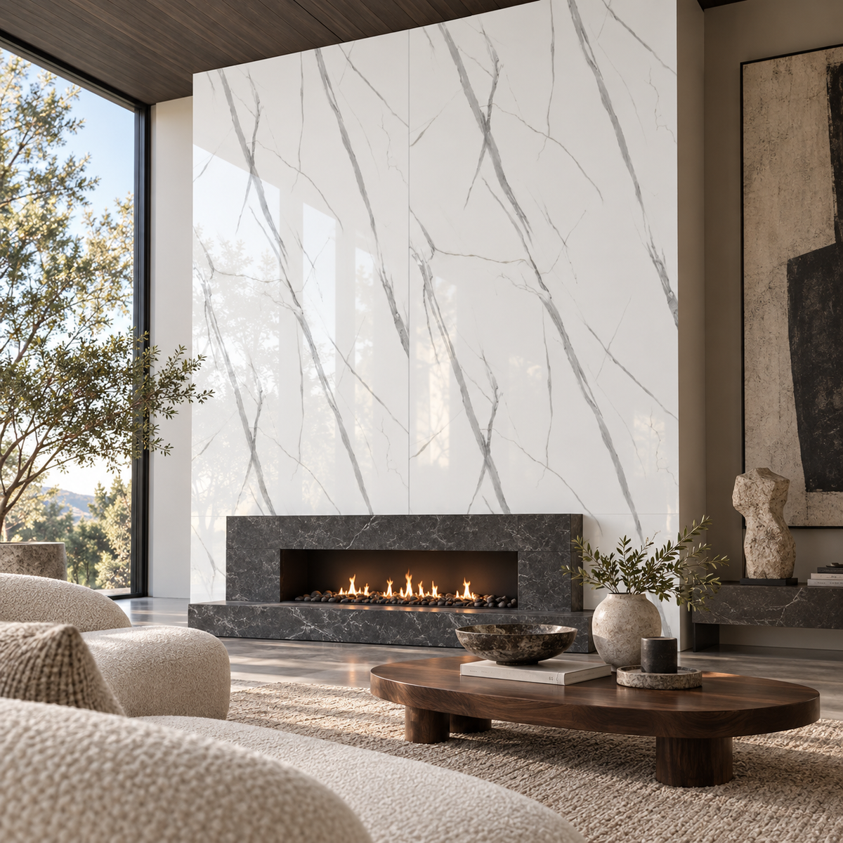 VILO Wall SPC Calacatta white full gloss 47 1/4" x 104 5/16" - Doors and Beyond