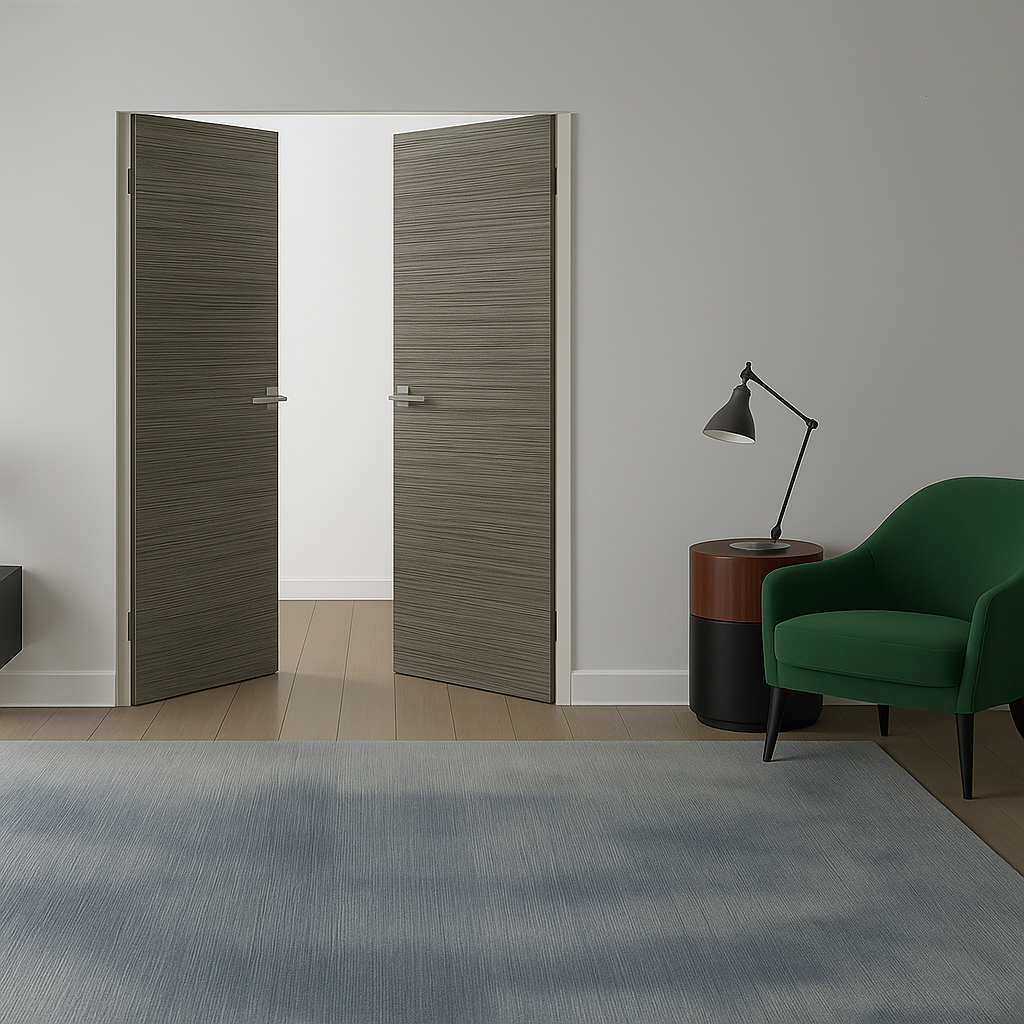 Braga Flush Palissandro Matrix CPL Frameless Modern Double Door - Doors and Beyond