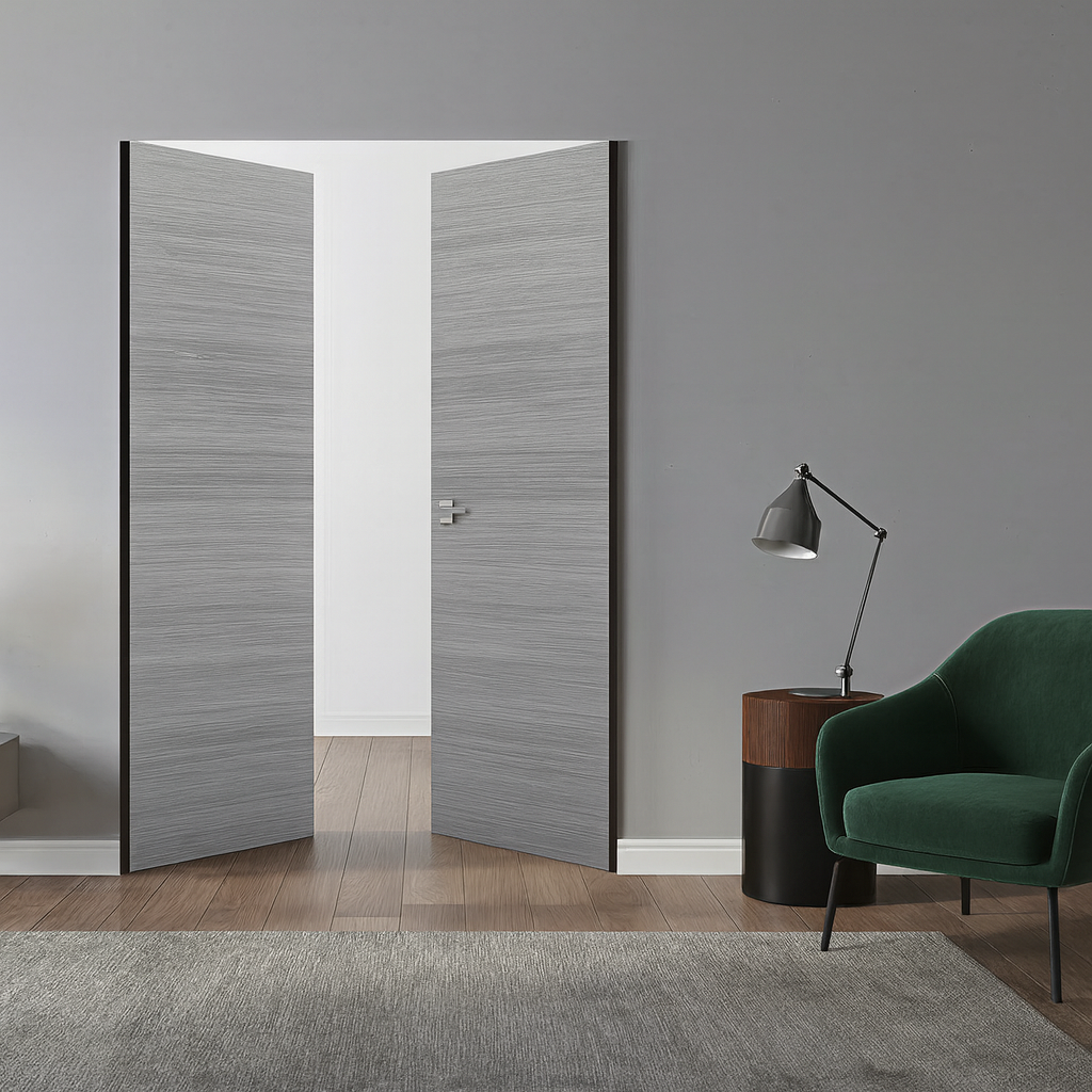 Braga Flush Olmo Matrix CPL Frameless Modern Double Door - Doors and Beyond