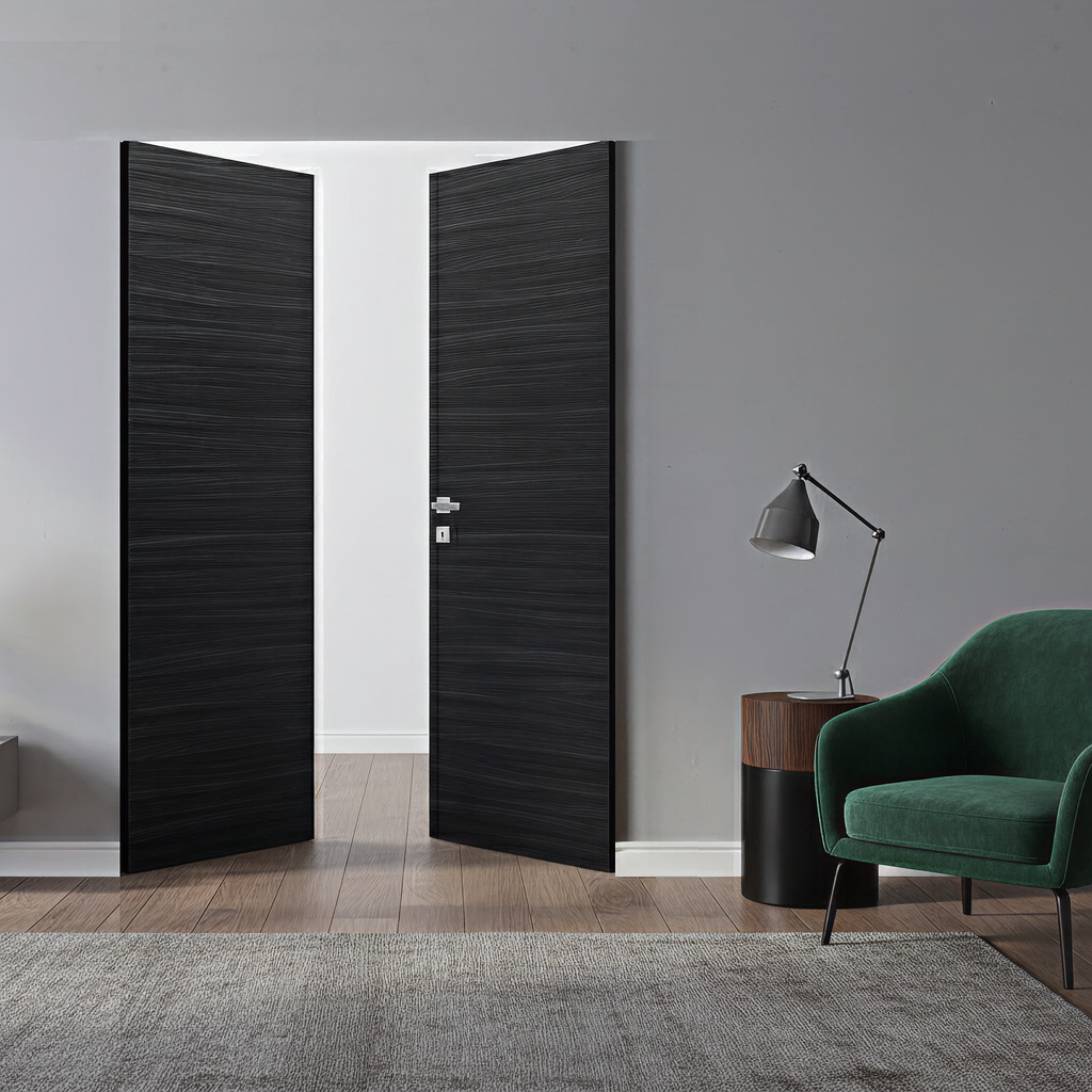 Braga Flush Blu Matrix CPL Frameless Modern Double Door - Doors and Beyond