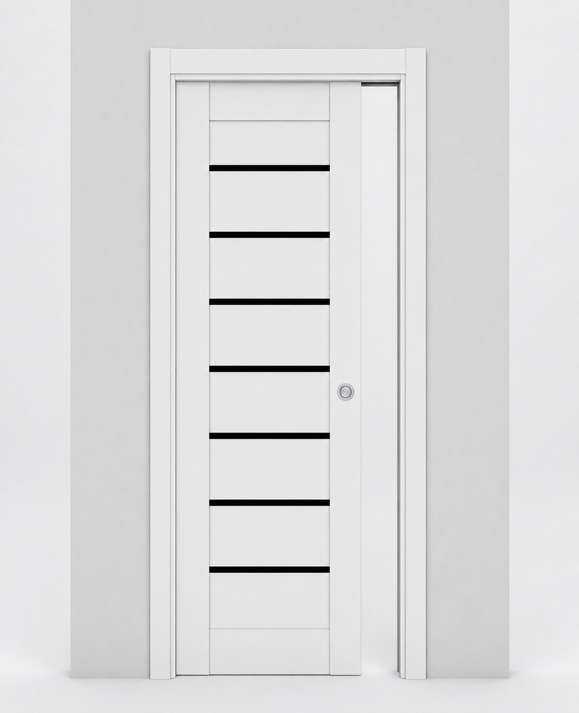 Nova Domino 01 Soft White Laminated Modern Pocket Door