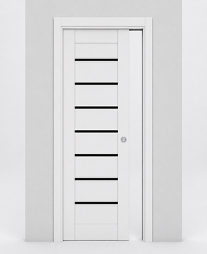 Nova Domino 01 Soft White Laminated Modern Pocket Door