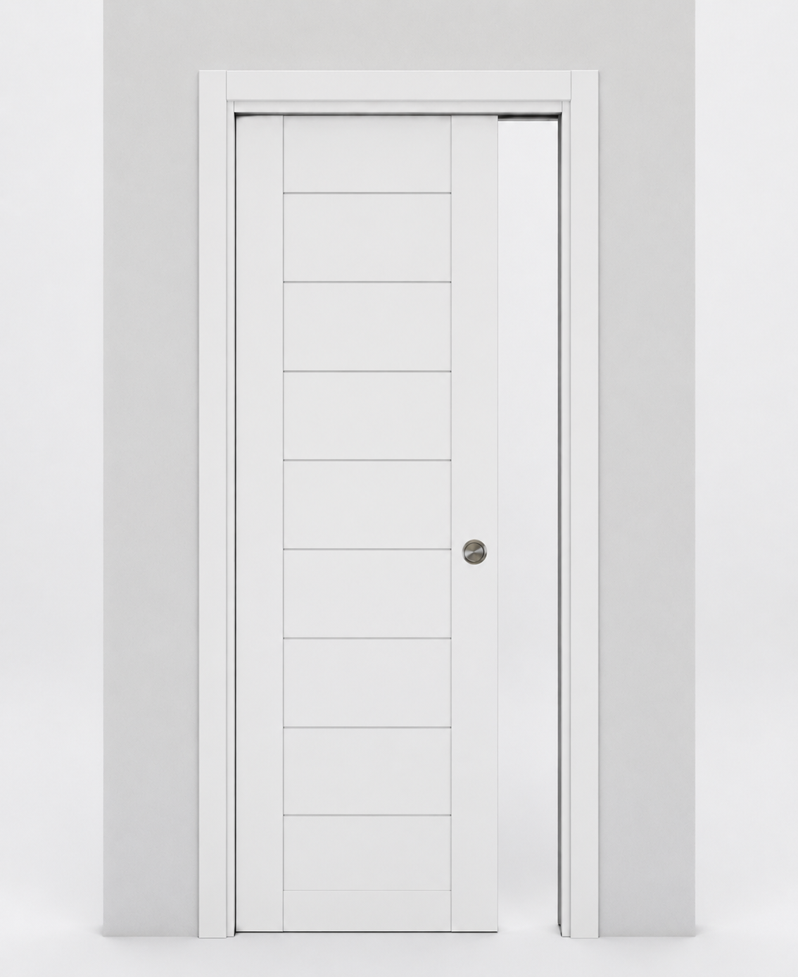Nova Domino 02 Soft White Laminated Modern Pocket Door