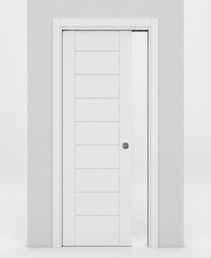Nova Domino 02 Soft White Laminated Modern Pocket Door