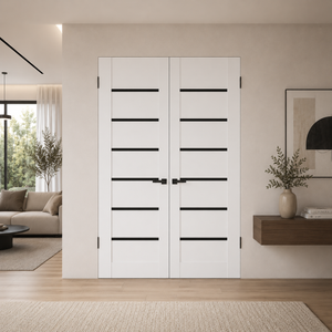Nova Domino 01 Soft White Laminated Modern Frameless Double Door