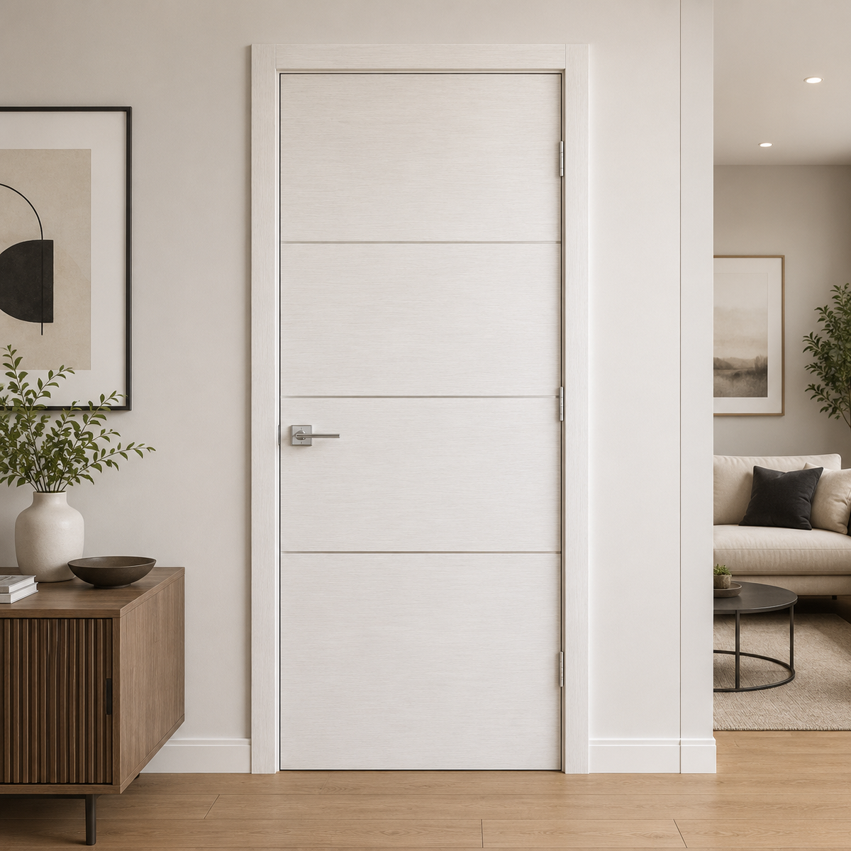 Nova HG008 White Wenge Laminated Modern Single Pre-Hung Door - Doors and Beyond
