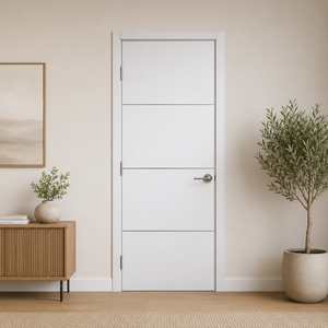 Nova HG008 White Drawing Laminated Modern Single Pre-Hung Door - Doors and Beyond