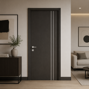 Nova HG002VR Japan Oak Laminated Modern Single Pre-Hung Door - Doors and Beyond