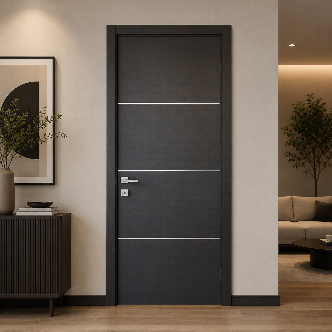 Nova HG008 Japan Oak Laminated Modern Single Pre-Hung Door - Doors and Beyond