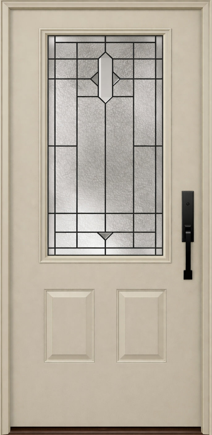 ProVia Legacy Single Entry Door 440 Style Brookhaven Decorative Glass with Patina Caming and Low-E - Doors and Beyond