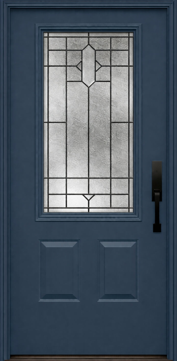 ProVia Legacy Single Entry Door 440 Style Brookhaven Decorative Glass with Patina Caming and Low-E - Doors and Beyond