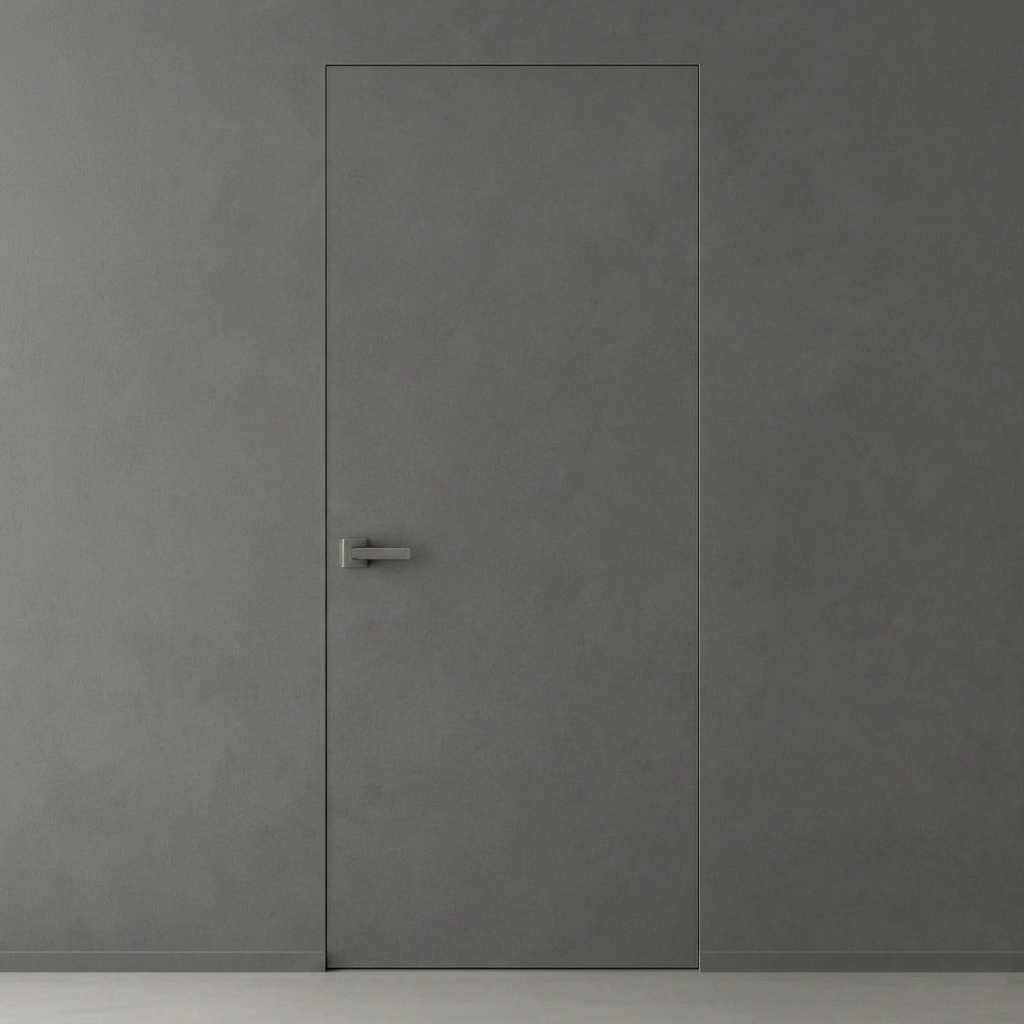 Primed Solid Frameless Door Example For Painting Concrete Grey - Doors and Beyond