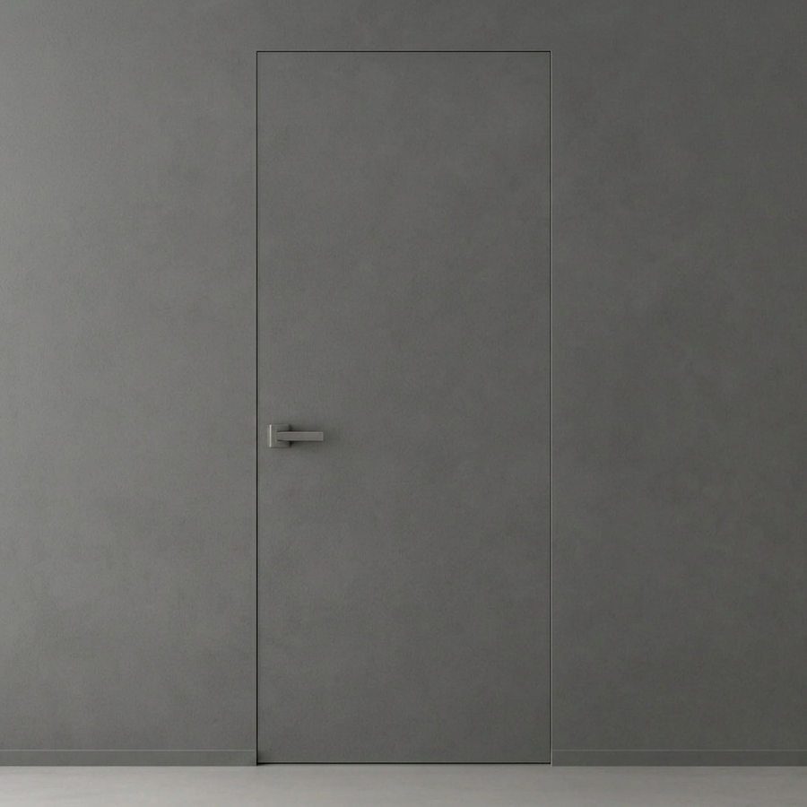 Primed Solid Frameless Door Example For Painting Concrete Grey - Doors and Beyond