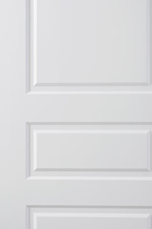Nova 3 Panel Soft White Laminated Modern Pre-Hung Door - Doors and Beyond