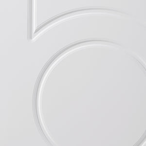 Nova Ovalo Soft White Laminated Modern Double Pre-Hung Door - Doors and Beyond