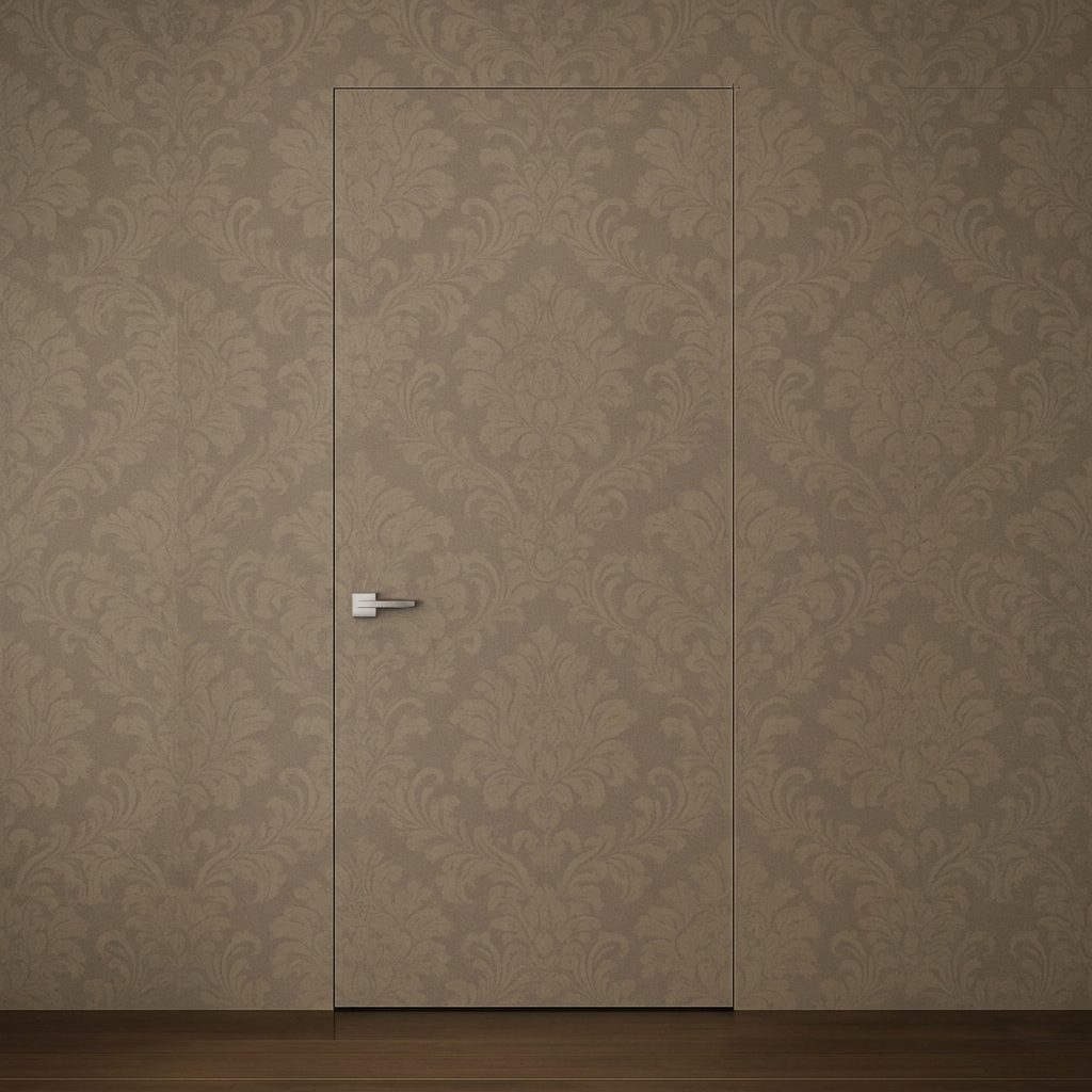 Primed Solid Frameless Door Example For Painting Damask Wallpaper - Doors and Beyond
